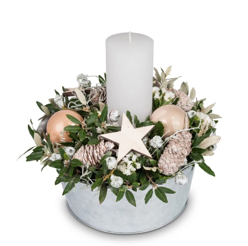 Arrangement Floral avec Bougie - Macky Fleurs Lausanne