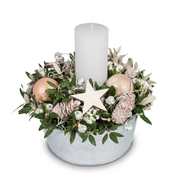 Arrangement Floral avec Bougie - Macky Fleurs Lausanne