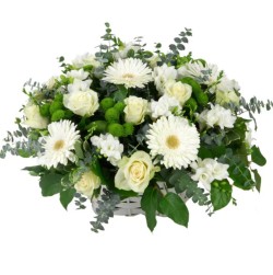 Pureté - Panier de deuil aux tons blanc - Macky Fleurs - Lausanne