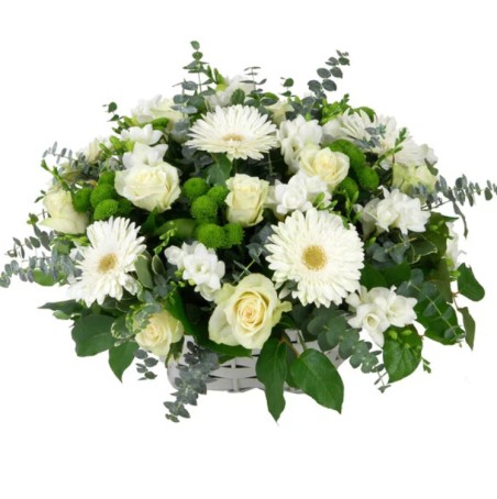 Pureté - Panier de deuil aux tons blanc - Macky Fleurs - Lausanne