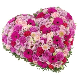 Souvenir du cœur - Cœur de deuil aux fleurs roses - Macky Fleurs - Lausanne