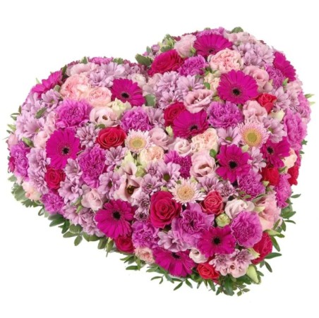 Souvenir du cœur - Cœur de deuil aux fleurs roses - Macky Fleurs - Lausanne