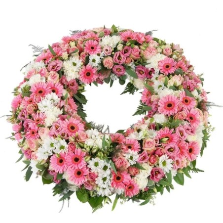 Tendresse - Couronne de Deuil pastel - Macky Fleurs Lausanne